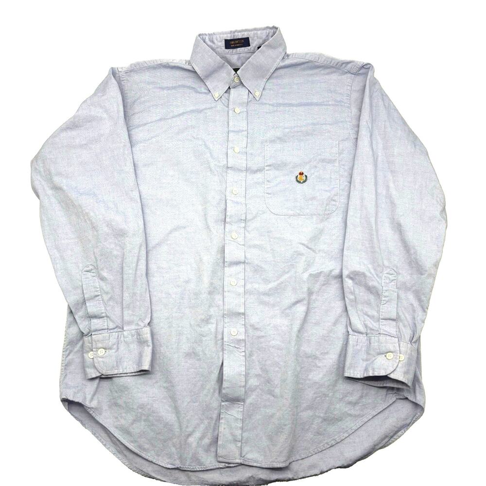 Vintage Chaps Ralph Lauren Oxford Blue Chambray Button Down Dress Shirt 17 34/35